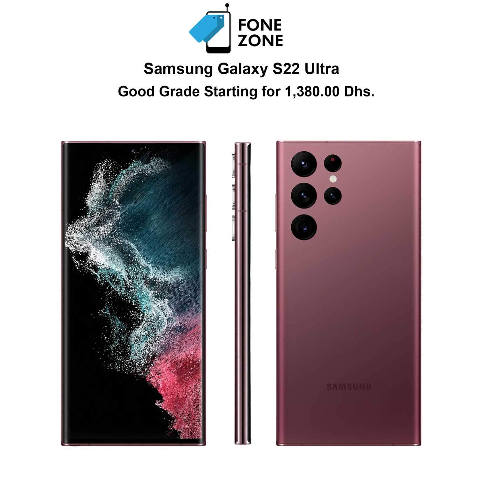 Premium Samsung Galaxy S22 Ultra in Burgundy – Best Price in KSA at Fonezone.me