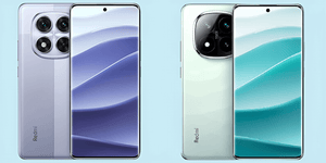 Redmi Note 14 and Note 14 Pro side-by-side showcasing their unique designs and colors.