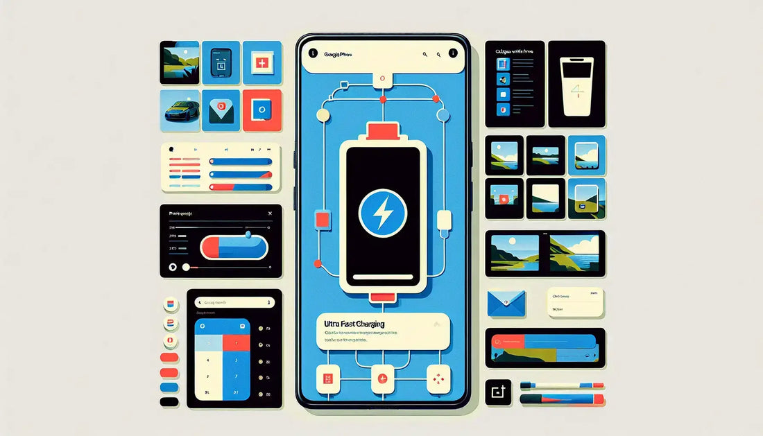 OnePlus Open April 2024 Update features showcased on a mobile interface with battery and app icons.