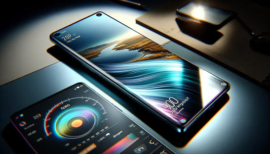 Close-up view of Samsung Galaxy S20 Ultra smartphone showcasing its vibrant display and sleek design.