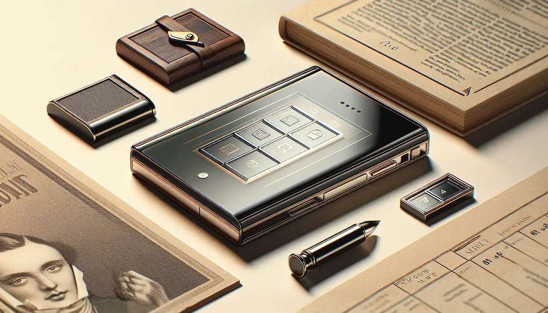 Apple iPhone SE 1st generation surrounded by vintage items on a wooden table.