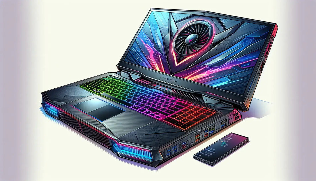 Dell Alienware m18 R2 Gaming Laptop with vibrant RGB keyboard and sleek design.