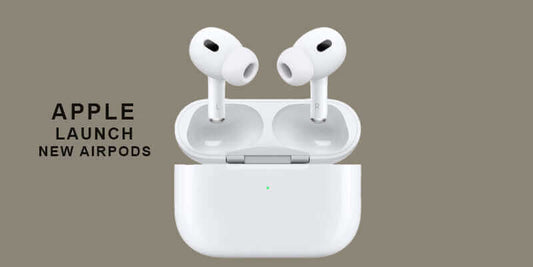 Apple's new AirPods showcasing the latest design and technology advancements.