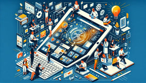 iPad surrounded by people using technology and working on productivity tips and tricks for maximum efficiency.