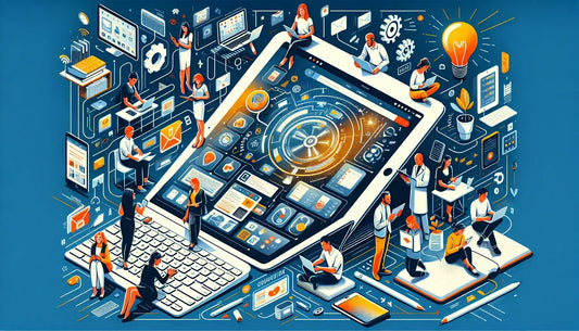 iPad surrounded by people using technology and working on productivity tips and tricks for maximum efficiency.