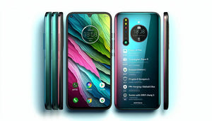 Motorola Edge 50 Fusion smartphone showing front and back design with features and vibrant colors.