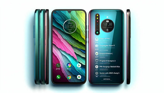 Motorola Edge 50 Fusion smartphone showing front and back design with features and vibrant colors.