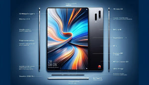 Huawei MatePad Air specifications and features infographic with stylus.