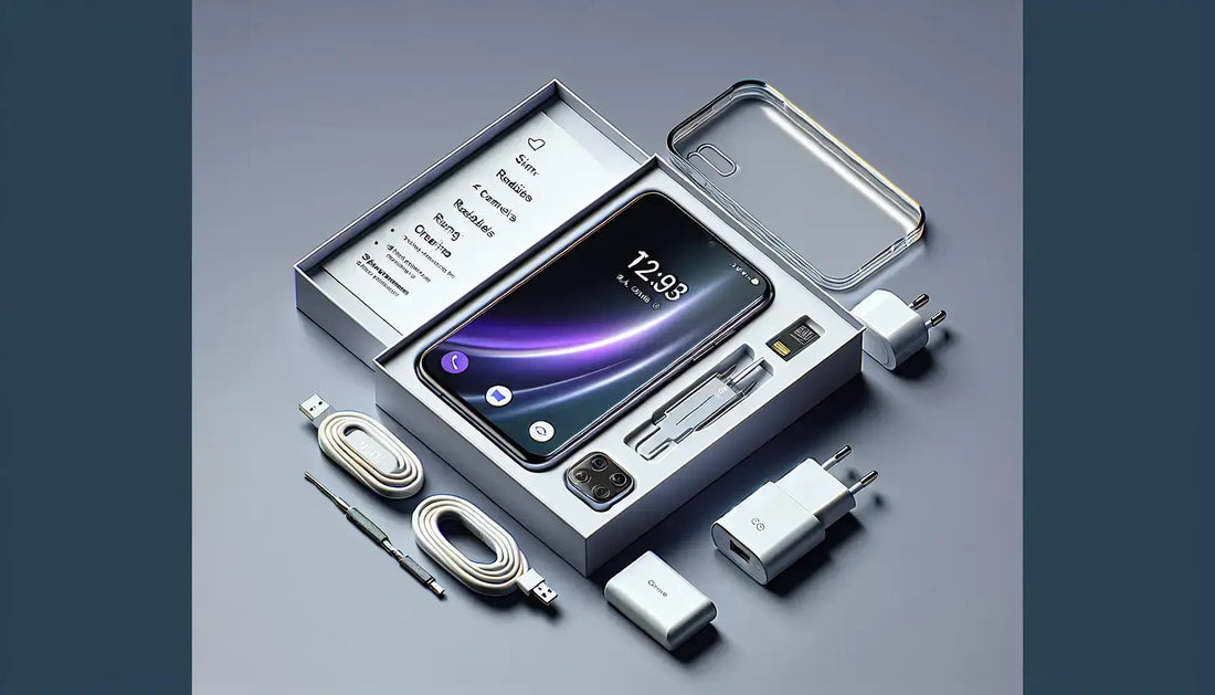 Unboxing the Oppo A31 smartphone with accessories and packaging laid out.