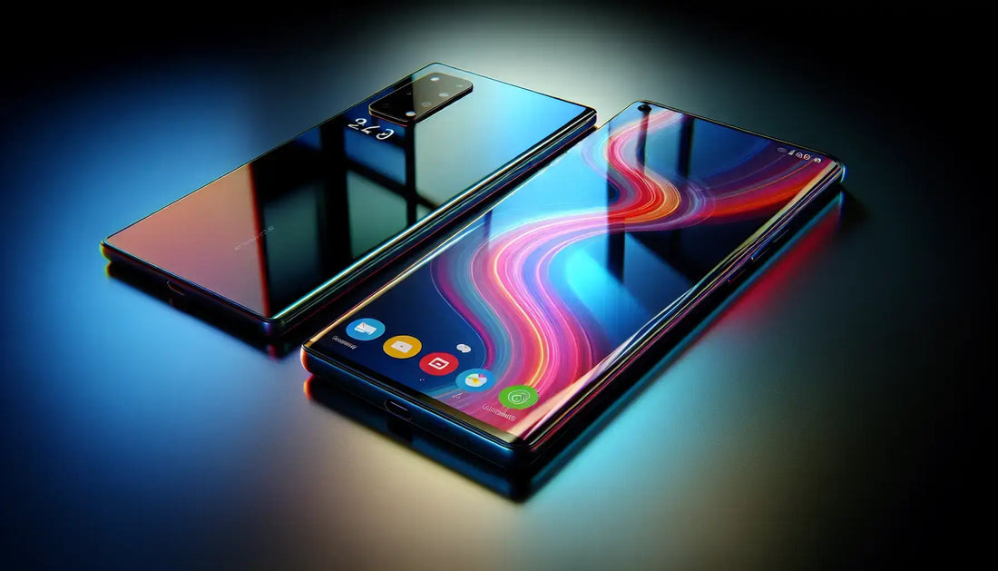 Samsung Galaxy A51 showcased with vibrant colors and sleek design against a dark background.