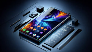 Realme GT Neo6 SE smartphone displayed with tools and tech design elements on a dark background.