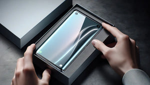 Unboxing the Google Pixel 4XL smartphone from its stylish packaging, showcasing a sleek design.