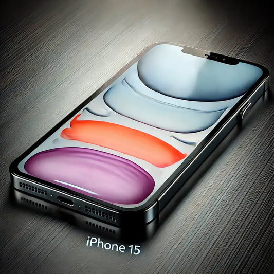 New Apple iPhone 15 showcasing sleek design with vibrant colors on the screen.