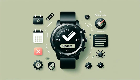 Mobvoi's TicWatch Pro 5 interface showing Wear OS 4 update options and smartwatch features.