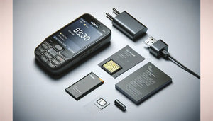 Nokia 6300 4G unboxing with accessories including charger, battery, and SIM card
