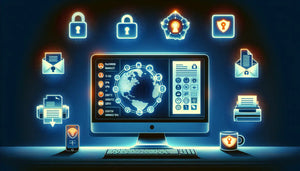 Computer display showing tools to Boost Your Privacy with security icons and a globe for enhanced data protection.