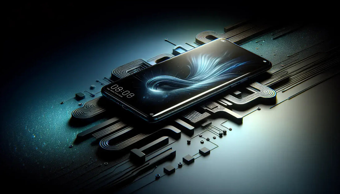 Huawei P70 Series smartphone displayed on a sleek futuristic background.