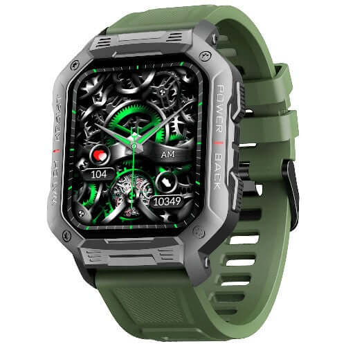 boAt Wave Armour with 1.83” HD Display, Bluetooth Calling Olive Green with Silver Dial Brand New