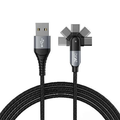 boAt C Axis 1.5 m Cable with Rotating Connector, 3A Rapid Charging, Mercurial Black Brand New