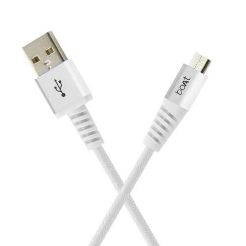 boAt Rugged V3 Braided Micro USB Cable (Pearl White) Brand New