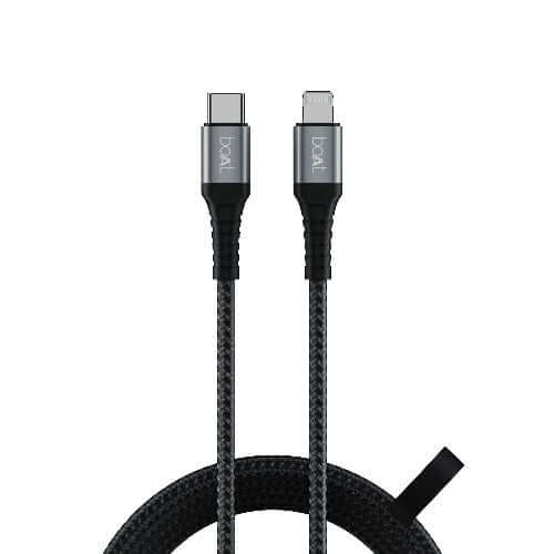 boAt LTG 650 type C To Lightning Apple Mfi Certified fast Charging Cable,Black Brand New