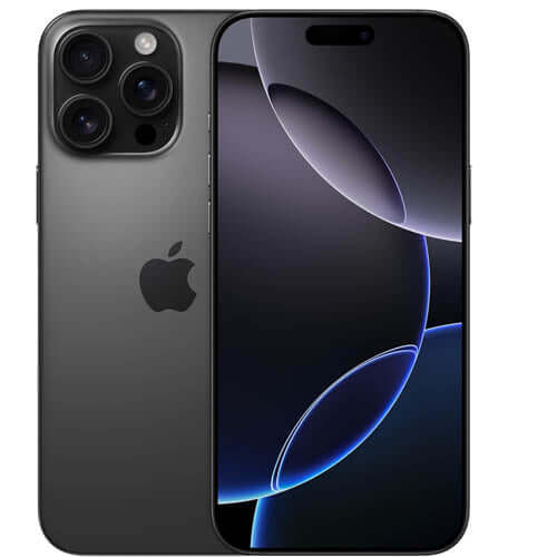 Apple iPhone 16 Pro Max in dark color, showcasing its sleek design and advanced camera features.