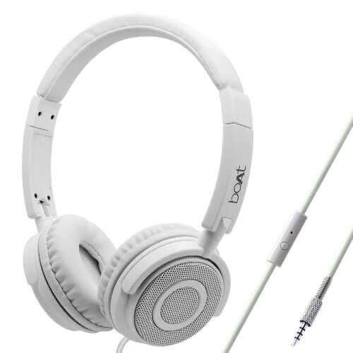 boAt BassHeads 900 On-Ear Wired Headphones with Mic (White) Brand New