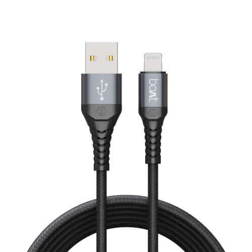 boAt LTG 550v3 Lightning Apple MFi Certified Cable , 1m Length & 10000+ Bends Lifespan(Mercurial Black) Brand New