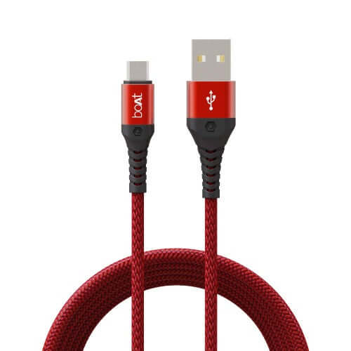 boAt Micro USB 550 Stress Resistant, Tangle-Free, Sturdy Cable with 3A Fast Charging,Extended 1.5m Length(Martian Red) Brand New