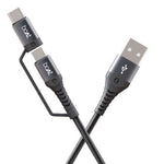 boAt Deuce USB 300 2 in 1 Type-C & Micro USB Stress Resistant, Sturdy Cable with 3A Fast Charging ,Mercurial Black Brand New