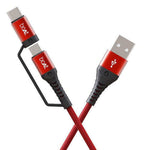 boAt Deuce USB 300 2 in 1 Type-C & Micro USB Stress Resistant, Sturdy Cable with 3A Fast Charging,Mercurial Red Brand New