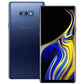 Samsung Galaxy Note 9 smartphone in Ocean Blue color showing front and back design with dual camera and large display.