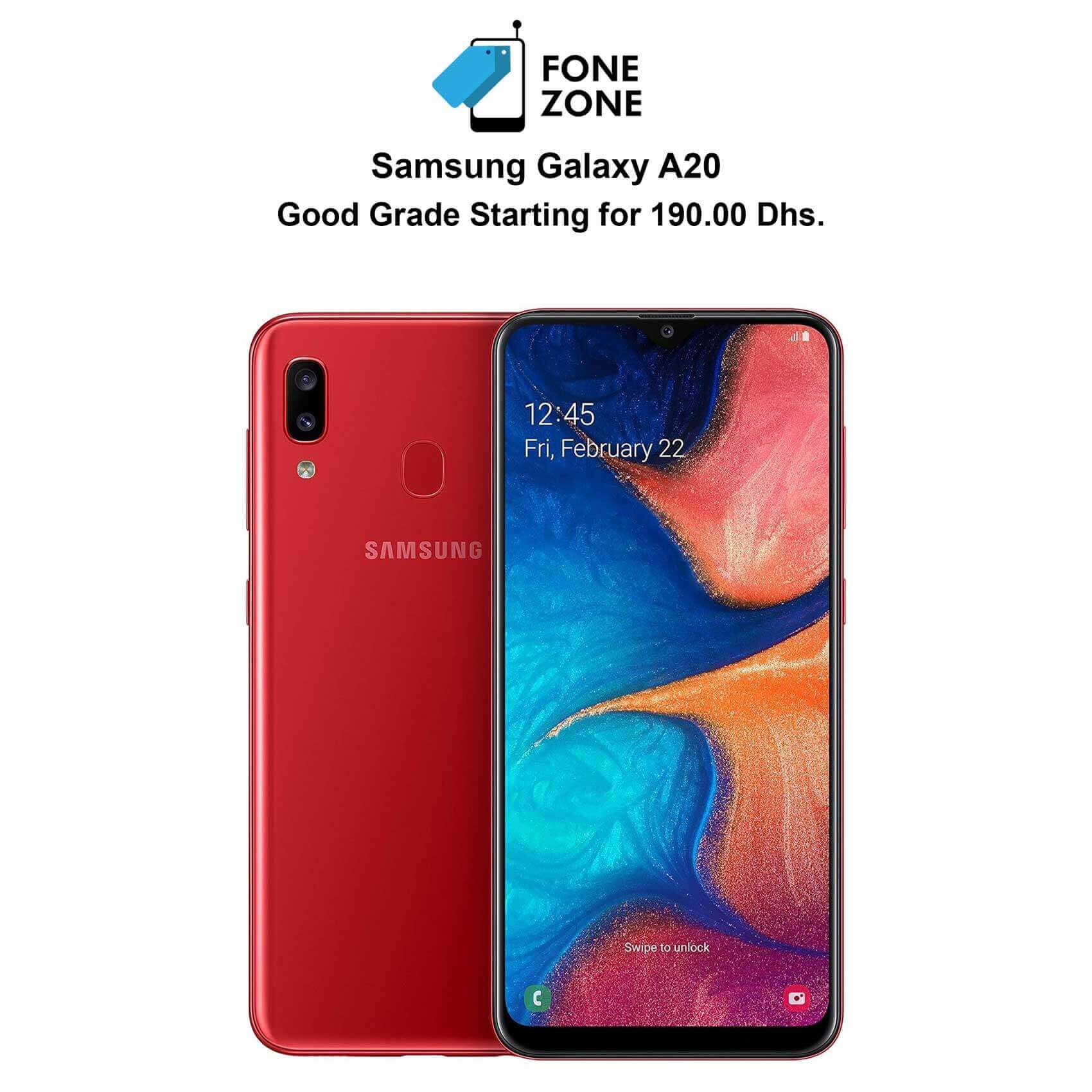 Samsung Galaxy A20 32GB Single Sim – Sleek Red Smartphone