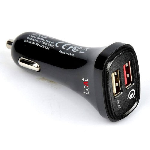 boAt Dual Port Rapid 5V Car Charger,Quick Charge 3.0 for Cellular Phones,Without Cable,Black Brand New