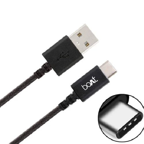 boAt A400 USB Type-C to USB-A 2.0 Male Data Cable, 2 Meter (Black) Brand New