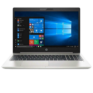 HP ProBook 450 G6 laptop showing Windows 10 interface and sleek design, featuring Intel Core i5 and 8GB RAM.