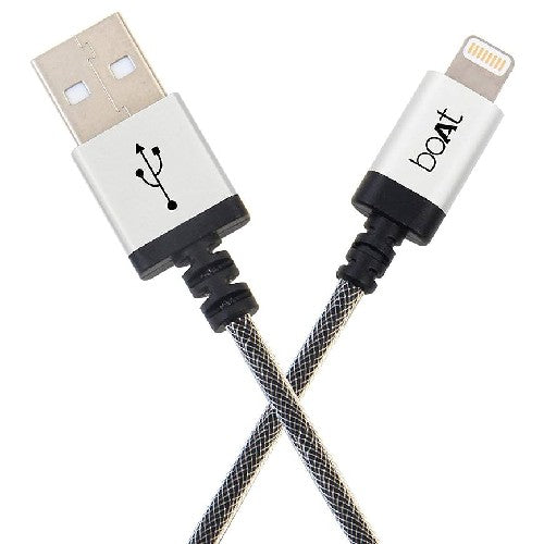 boAt LTG 500 Apple MFI Certified for iPhone, iPad and iPod 2Mtr Data Cable(Metallic Silver) Brand New