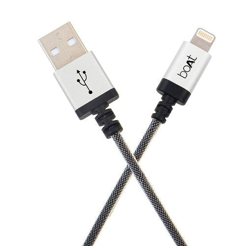 boAt LTG 500 Apple MFI Certified for iPhone, iPad and iPod 2Mtr Data Cable(Metallic Silver) Brand New