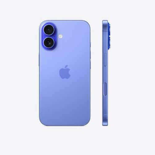 Apple iPhone 16 Plus in purple color showing rear and side view.