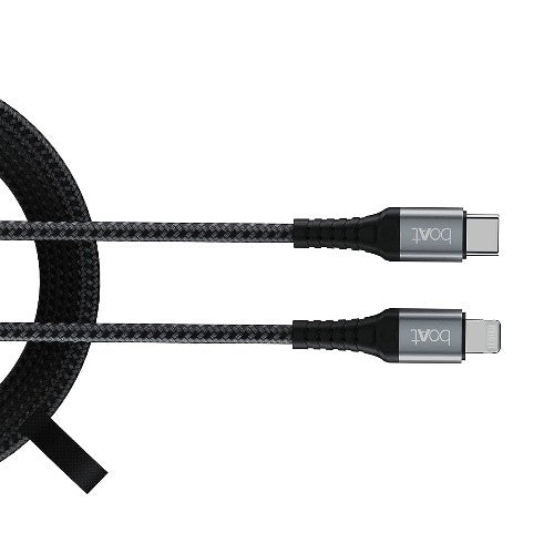 boAt LTG 650 type C To Lightning Apple Mfi Certified fast Charging Cable,Black Brand New