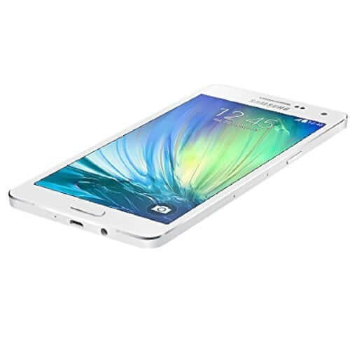 Samsung Galaxy A5 Single Sim Pearl White smartphone angled view with touchscreen display
