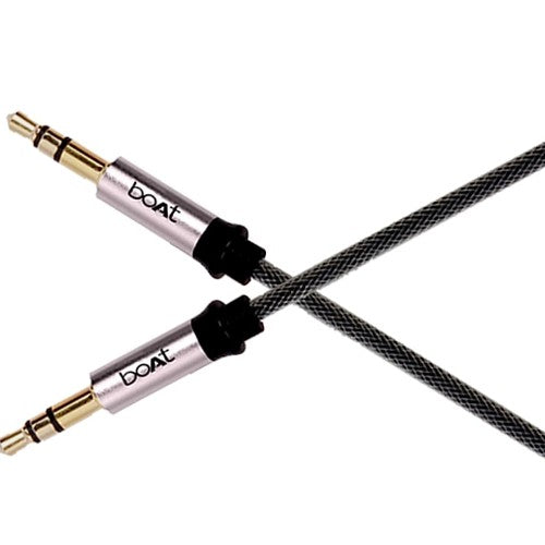 boAt AUX 500 Indestructible Male to Male Metallic Aux Audio Cable,1.5 Meter (5 Feet) - Grey Brand New