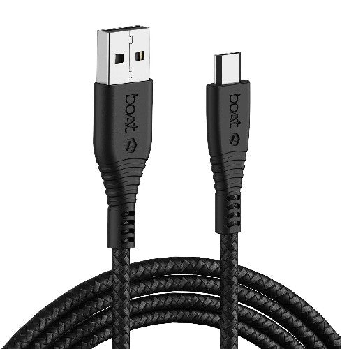 boAt Micro USB 55 Tangle-free, Sturdy Micro USB Cable with 3A Fast Charging ,Extended 1.5m Length Black Brand New