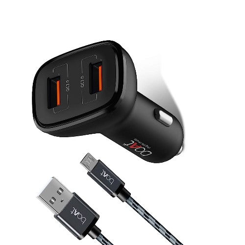 boAt Dual Port C Rapid 18 W Car Charger withDual Port,Output Compatible with All Smartphones & Tablets (Free Micro USB Cable)Black Brand New