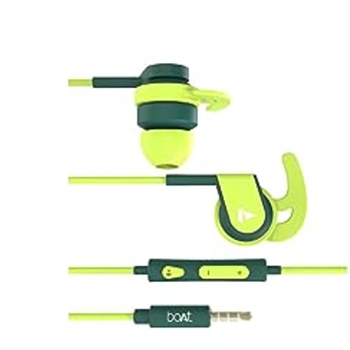  boAt Bassheads 242 in Ear Wired Earphones with Mic(Neon Green)Brand New