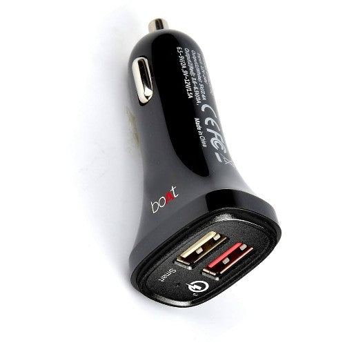  boAt Dual Port Rapid 5V Car Charger,Quick Charge 3.0 for Cellular Phones,Free Micro USB Cable,Black Brand New