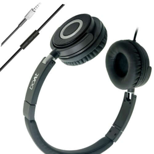 boAt BassHeads 900 On-Ear Wired Headphone with Mic Black