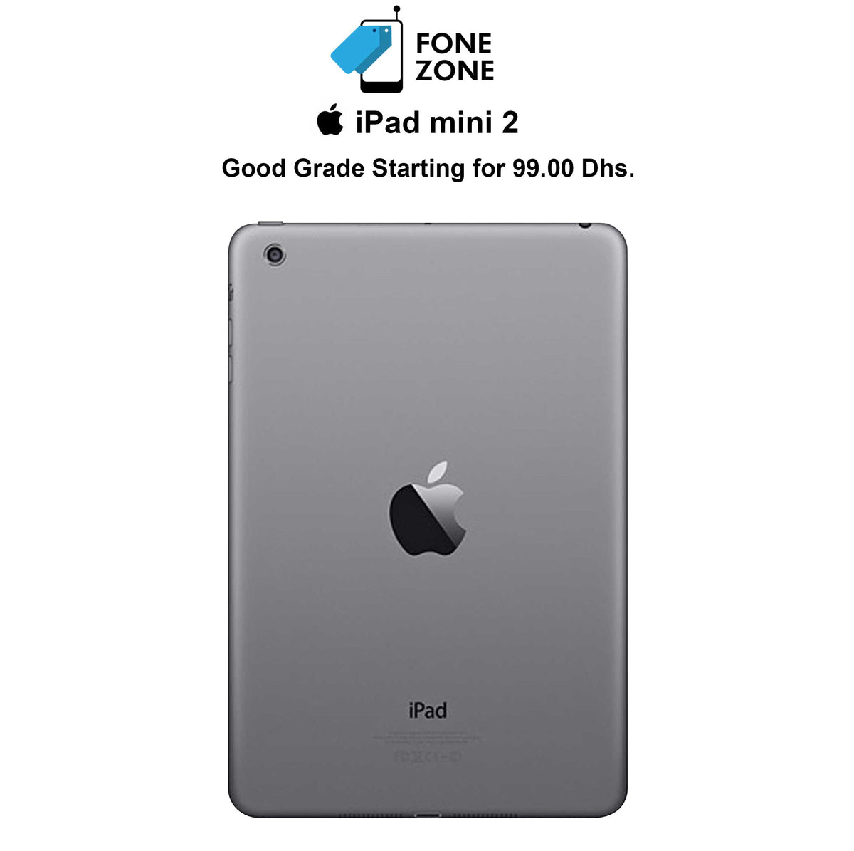 Apple iPad mini 2 16GB 4G Gray back view with logo and product details.
