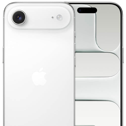 Apple iPhone Air showcasing its sleek design and dual-camera setup on a white background.