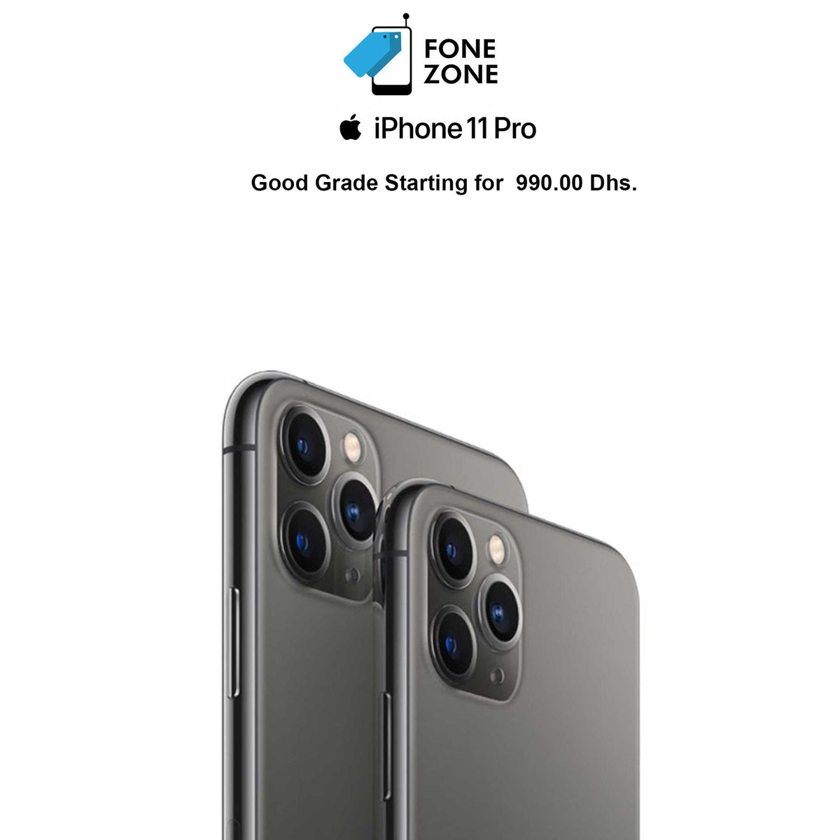 Apple iPhone 11 Pro 64GB Space Grey Good - Two views of the smartphone showcasing its sleek design and camera system.